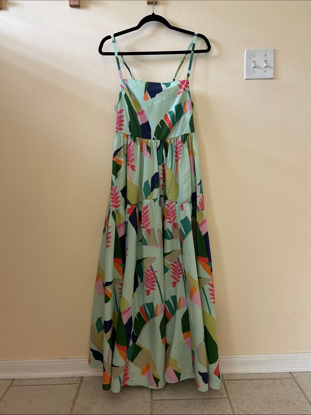 FARM Rio Mint Multi-Color Tropical Print Maxi Dress